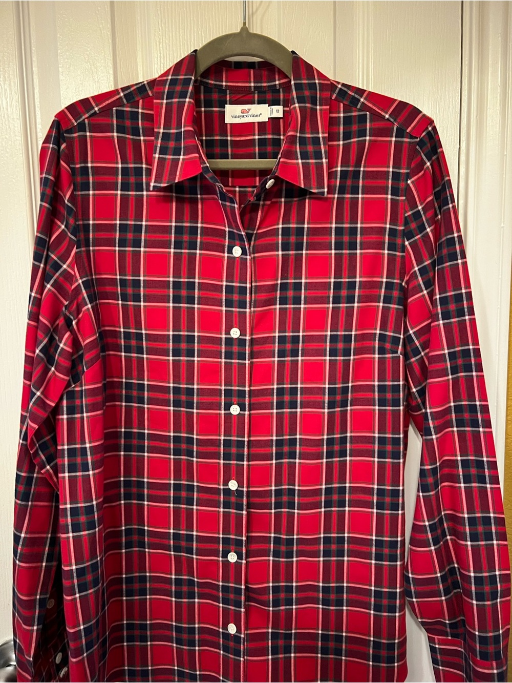 Vineyard Vines Red Tartan Plaid Button Down Shirt Holiday Size 12